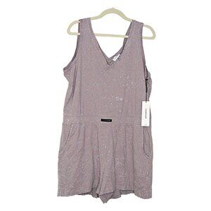 Calvin Klein Womens Romper Optic Wash Fig Mauve V-Neck Sleeveless Shorts Size XL